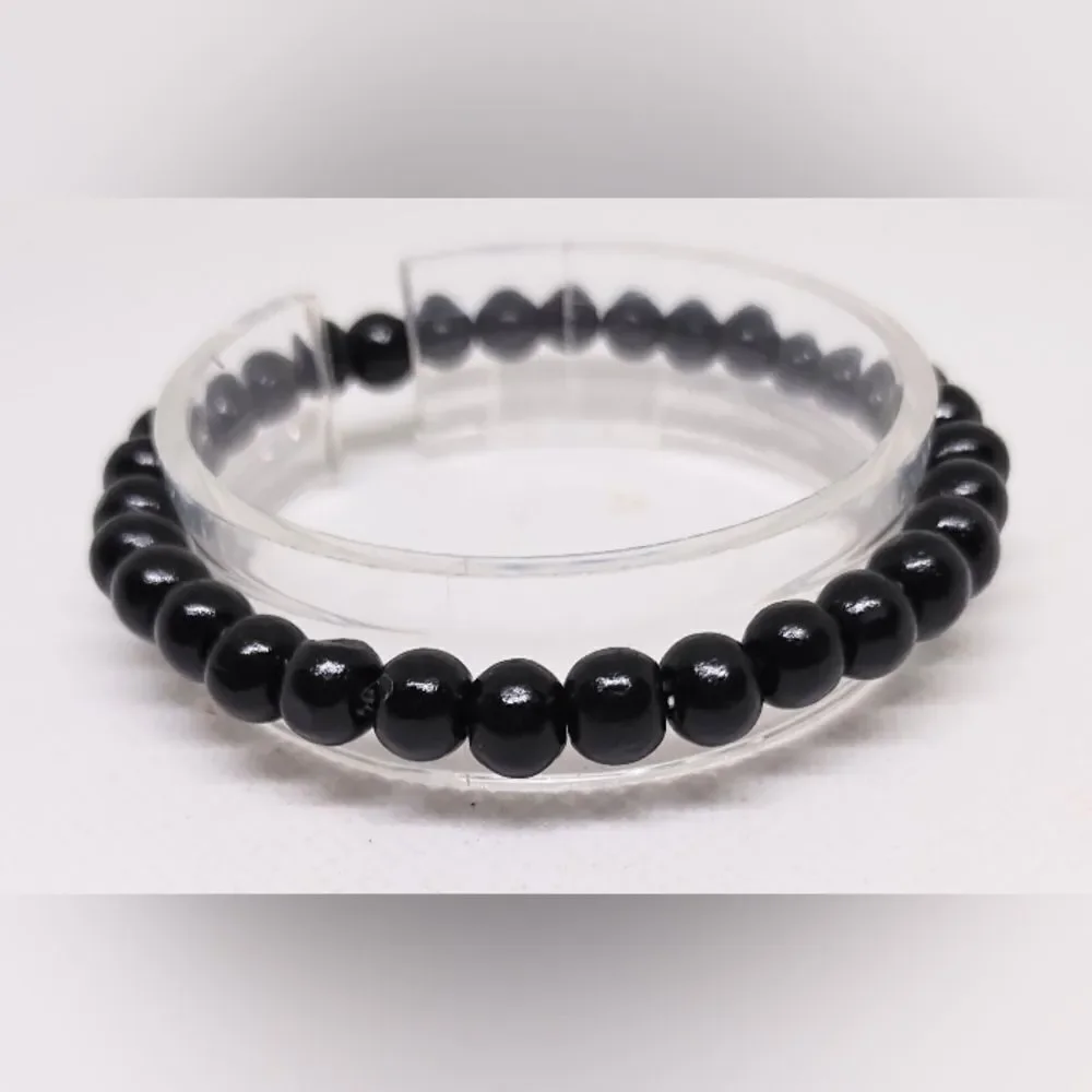 Men's bracelet beaded beads black new e57‎